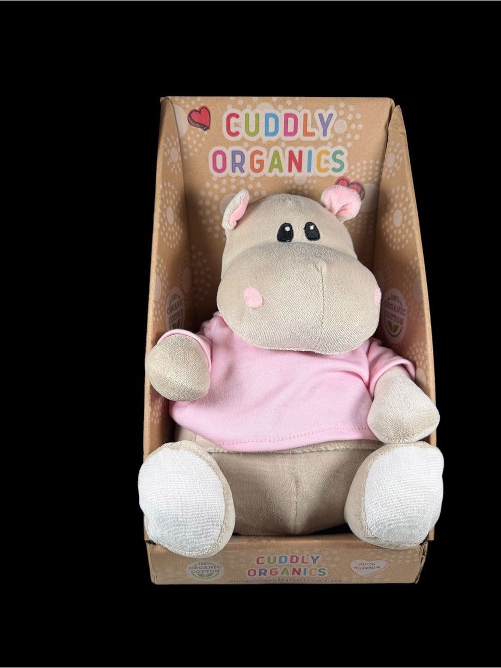 NWT Pink Hippo Microwaveable Cuddly Organic
